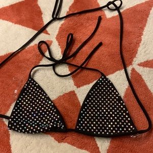 Hot & Delicious size Medium Dolls Kill rhinestone bikini top black fits 34C/32D